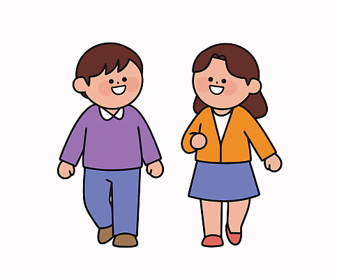 캐릭터 길 어린이 신발 상의 일러스트 바지 모션 놀이 함께함 사탕 웃음 소녀 소년 친구 치마 걷기 공간 스웨터 국내일러스트 AI파일 옷 여자 남자 컨셉 관계 하의 디저트 표정 사람 파일형식 벡터