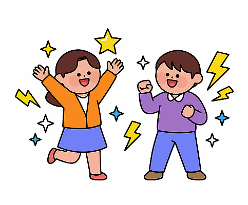 행복 별 어린이 컬러 일러스트 모션 놀이 표시 표정 웃음 친구 달리기 기쁨 번개 즐거움 장면 손흔들기 국내일러스트 AI파일 자연요소 감정 관계 날씨 사람 파일형식 벡터