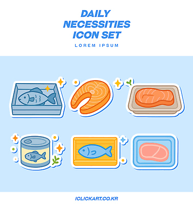 음식 일러스트 육류 어류 요리 일상 세트 사각형 캔 선택 준비 이미지 생필품 필요 국내일러스트 AI파일 도형 컨셉 식재료 라이프 수중동물 오브젝트 파일형식 벡터