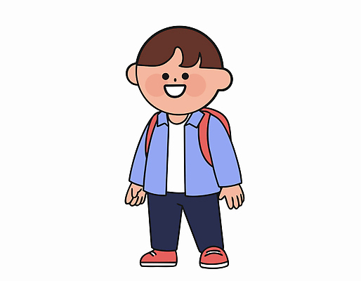 캐릭터 학생 옷 얼굴 어린이 백그라운드 일러스트 배낭 교실 학교 가족 모션 놀이 서기 웃음 친구 학습 편안함 장면 스타일 국내일러스트 AI파일 교육 가방 관계 표정 사람 신체부위 감각 파일형식 벡터