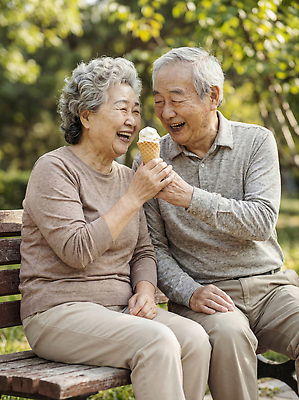 JPG 편집이미지 부부 공원 노년 행복 프로포즈 벤치 자연 아이스크림 디저트 사랑 웃음 여름 실버라이프 노부부 시간 나누기 소통 의료성형뷰티 편집실사 AI인물포토 AI콘텐츠 라이프스타일 커플 계절 공공시설 감정 음식 컨셉 의자 표정 성인 CG 생태계 파일형식 AI포토