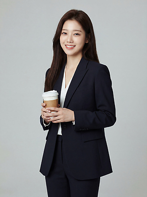 식기 옷 여자 음료 비즈니스 표정 사람 직장인 CG 파일형식 커피 정장 미소 컵 백그라운드 스타일 사무실 패션 단순화된 편집이미지 편집실사 JPG 의료성형뷰티 비즈니스우먼