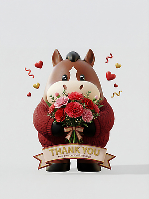 JPG 편집이미지 캐릭터 디자인 기념일 꽃다발 새해 이벤트 장식 빨간색 귀여움 하트 축하 메시지 스웨터 감사 말띠 2026년 편집3D 병오년 붉은말 붉은말캐릭터 AI컴퓨터그래픽 AI콘텐츠 모양 꽃 감정 컬러 컨셉 상의 3D 십이지신 말_동물 연도 말캐릭터 파일형식