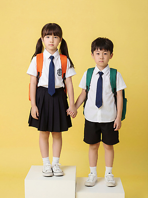 JPG 편집이미지 교복 초등학생 어린이 유니폼 가방 학교 남매 서기 소녀 소년 친구 스쿨라이프 손잡기 노란배경 의료성형뷰티 편집실사 학생 라이프스타일 잡화 옷 여자 교육 남자 백그라운드 가족 관계 모션 사람 노란색 CG 파일형식