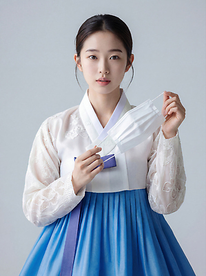 한국전통 전통 기념일 아시아 사람 전통의상 CG 국민 파일형식 한복 여자 마스크 한국 옷 촬영 백그라운드 스타일 건강 문화 생활 시민 편집실사 편집이미지 JPG 의료성형뷰티 명절