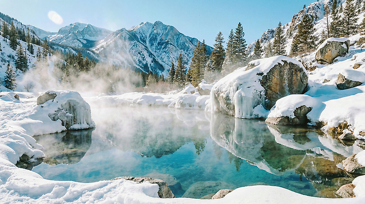 자연요소 계절 컨셉 온천 스파 CG 생태계 파일형식 겨울 산 물 수증기 숲 풍경 자연 휴식 뜨거운물 천연 야외 편집실사 편집이미지 JPG 노천온천