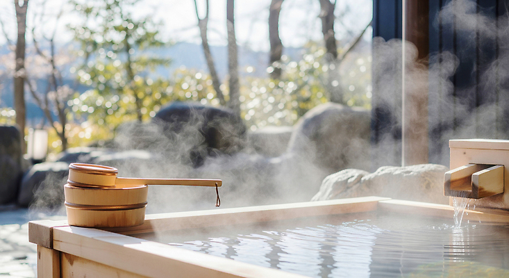 자연요소 식물 계절 아시아 컨셉 온천 스파 CG 생태계 파일형식 목욕탕 수증기 자연 나무 휴식 물 장비 따뜻함 공간 정원 풍경 일본 방문 편집실사 편집이미지 JPG 겨울 노천온천