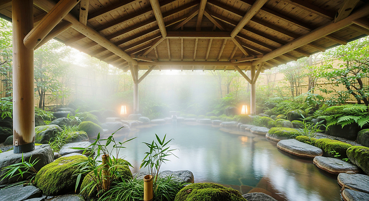 자연요소 계절 길 컨셉 날씨 물 온천 스파 CG 생태계 파일형식 자연 숲 식물 공간 휴식 조명 안개 산책로 수면 뜨거운물 편집실사 편집이미지 JPG 겨울 노천온천