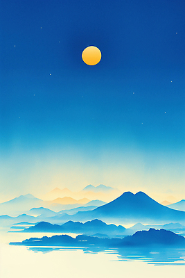 JPG 명절 섬 일러스트 자연 하늘 조명 새해 산 거리 풍경 물 파란색 태양 일출 일몰 저녁 뷰티풀 비경 평야 풍경화 수평선 국내일러스트 AI일러스트 AI콘텐츠 자연요소 전통 기념일 컬러 노을 야간 그림 생태계 파일형식