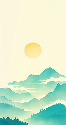 JPG 명절 여유 백그라운드 일러스트 자연 하늘 새해 산 풍경 태양 일출 맑음 고요 일몰 공간 높이 조화 뷰티풀 경관 국내일러스트 AI일러스트 AI콘텐츠 자연요소 전통 기념일 감정 날씨 노을 생태계 파일형식