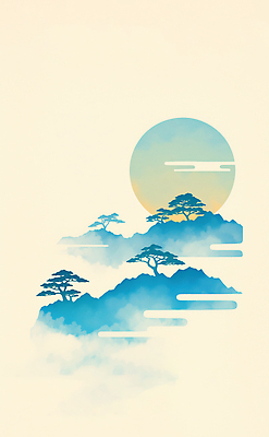 JPG 모양 나무 명절 예술 컬러 백그라운드 이동 일러스트 자연 하늘 아침 조명 새해 산 풍경 태양 일출 공간 그림 조화 국내일러스트 주간 자연요소 식물 전통 기념일 컨셉 노을 생태계 파일형식