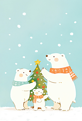JPG 동물 계절 행복 별 어린이 크리스마스 겨울 일러스트 곰 가족 자연 놀이 동화 따뜻함 이벤트 장식 크리스마스트리 즐거움 북극곰 국내일러스트 AI일러스트 AI콘텐츠 자연요소 기념일 감정 포유류 관계 사람 생태계 파일형식