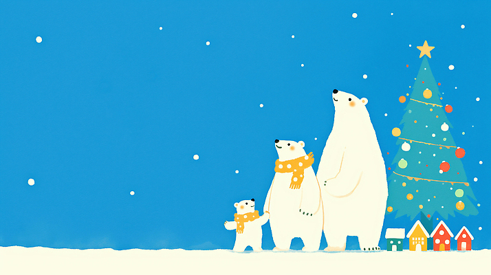 JPG 크리스마스 겨울 일러스트 가족 상상 하늘 주택 장식 크리스마스트리 마을 축제 감상 빈티지 눈송이 즐거움 북극곰 장면 아기곰 어미곰 국내일러스트 AI일러스트 AI콘텐츠 계절 기념일 감정 새끼 컨셉 곰 관계 눈_날씨 건물 파일형식