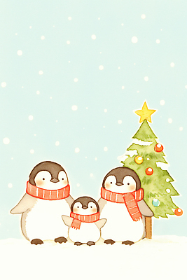 JPG 나무 행복 별 컬러 크리스마스 겨울 일러스트 가족 하늘 따뜻함 장식 크리스마스트리 축제 스카프 즐거움 펭귄 국내일러스트 AI일러스트 AI콘텐츠 자연요소 식물 계절 기념일 감정 관계 조류 목도리 파일형식