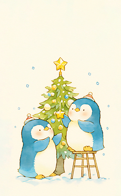 JPG 나무 손 감정 별 컬러 크리스마스 겨울 일러스트 조명 크리스마스카드 함께함 장식 친구 크리스마스트리 계단 축제 펭귄 접근 국내일러스트 AI일러스트 AI콘텐츠 자연요소 식물 계절 기념일 컨셉 관계 조류 카드_감사 신체부위 파일형식
