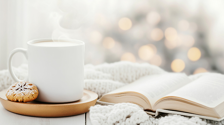 JPG 편집이미지 커피 겨울 가정 디저트 책 독서 쿠키 평화 케이크 침대 시간 편안함 담요 따뜻한음료 라떼 온기 편집실사 AI포토 AI콘텐츠 계절 음료 음식 가구 컨셉 감각 CG 파일형식