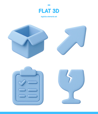 PSD 아이콘 디자인 화살표 그래픽 파란색 세트 3D아이콘 상자 3D 어플리케이션 택배 물류 소프트웨어 체크리스트 컬러 운송업 디지털합성 파일형식
