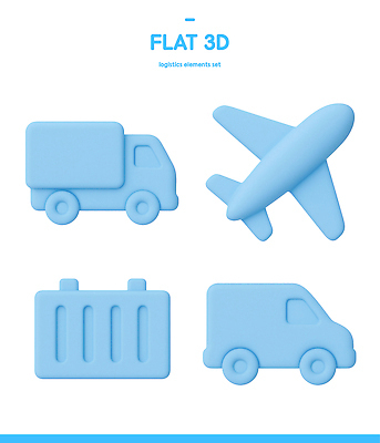 모양 PSD 아이콘 디자인 비행기 그래픽 파란색 3D아이콘 상자 3D 트럭 운송업 상품 배송 창고 오브젝트 택배 물류 산업 컬러 항공교통 자동차 대중교통 디지털합성 파일형식