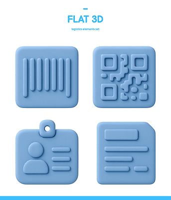 PSD 아이콘 기호 디자인 관리 형상 파란색 세트 3D아이콘 3D 자료 택배 문서 바코드 물류 QR코드 신분증 문자 컬러 운송업 디지털합성 증명서 파일형식