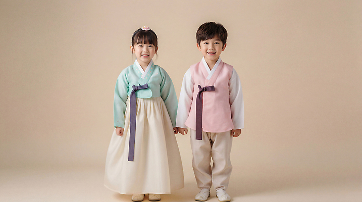 한국전통 전통 여자 기념일 남자 어린이 모션 표정 사람 전통의상 CG 파일형식 한복 스튜디오 웃음 손잡기 소년 소녀 촬영 백그라운드 문화 이벤트 패션 편집이미지 편집실사 JPG 명절 의료성형뷰티