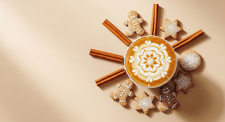 자연요소 식물 계절 음료 음식 가구 채소 디저트 CG 파일형식 커피 쿠키 생강 별 크림 탁자 장식 겨울 나무 시나몬 컬러 편집이미지 JPG 편집실사