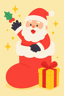 식물 계절 기념일 노년 남자 감정 컬러 컨셉 크리스마스 표정 예절 파일형식 벡터 산타클로스 인사 선물 주머니 웃음 축하 장식 빨간색 행복 겨울 분위기 할아버지 동심 기쁨 나무 축제 국내일러스트 일러스트 AI파일