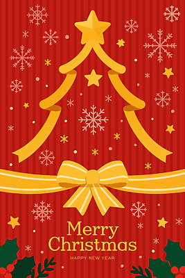 계절 기념일 행복 백그라운드 크리스마스 겨울 일러스트 새해 프레임 선물 이벤트 장식 빨간색 크리스마스트리 노란색 축제 축하 인사 눈송이 세레모니 국내일러스트 AI파일 감정 컬러 컨셉 눈_날씨 예절 파일형식 벡터