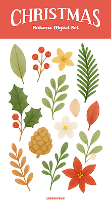 식물 기념일 꽃 컬러 생태계 파일형식 크리스마스 장식 잎 열매 자연 초록색 빨간색 노란색 갈색 디자인 오브젝트 축제 계절 보테니컬아트 캐릭터 PSD 국내일러스트 일러스트 포인세티아 수채화