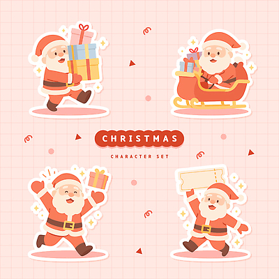 캐릭터 기념일 감정 컨셉 크리스마스 관계 공휴일 파일형식 벡터 산타클로스 선물 썰매 기쁨 축제 이벤트 연말 하늘 장식 즐거움 축하 연휴 디자인 가족 일러캐릭터 AI파일 일러스트