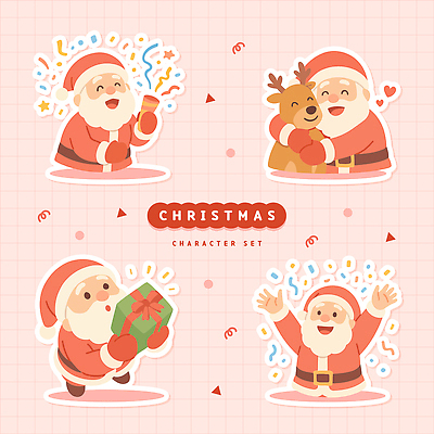 캐릭터 기념일 감정 컨셉 크리스마스 관계 사슴 표정 파일형식 벡터 산타클로스 모션 축하 사랑 선물 웃음 즐거움 동물 루돌프 그림 디자인 장식 귀여움 분위기 축제 가족 일러캐릭터 AI파일 일러스트