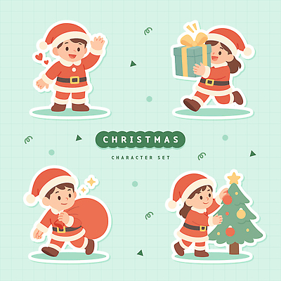 식물 캐릭터 계절 기념일 감정 컨셉 크리스마스 놀이 선물 사람 공휴일 상자 파일형식 벡터 산타클로스 어린이 나무 장식 모션 세트 기쁨 축제 연휴 즐거움 어린이날 겨울 놀이터 선물상자 축하 그림 일러캐릭터 AI파일 일러스트