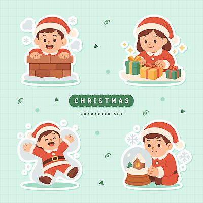 캐릭터 계절 기념일 감정 파일형식 벡터 크리스마스 모션 벽 선물 포장 즐거움 세트 변신 겨울 축제 놀이 행복 상자 장식 디자인 일러캐릭터 AI파일 일러스트