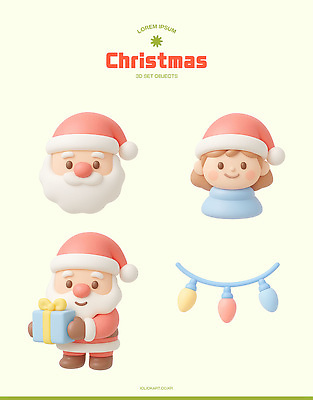 계절 기념일 감정 컨셉 크리스마스 사람 3D 파일형식 산타클로스 장식 오브젝트 어린이 선물 캐릭터 모양 귀여움 디자인 컬러 행복 기쁨 PSD 편집3D 편집이미지 이벤트 겨울