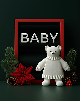 나무 식물 계절 기념일 꽃 인형 컬러 사람 3D 파일형식 아기 곰인형 장난감 크리스마스 장식 소나무 포인세티아 빨간색 흰색 디자인 촬영 겨울 축제 JPG 편집3D 편집이미지