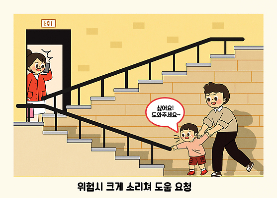 감정 컨셉 가족 사람 라이프 파일형식 벡터 계단 부모 어린이 위험 도움 요청 소리 출입구 이동 안전 성인 사건 가정 일상 소통 걱정 AI파일 일러스트 국내일러스트 등하교