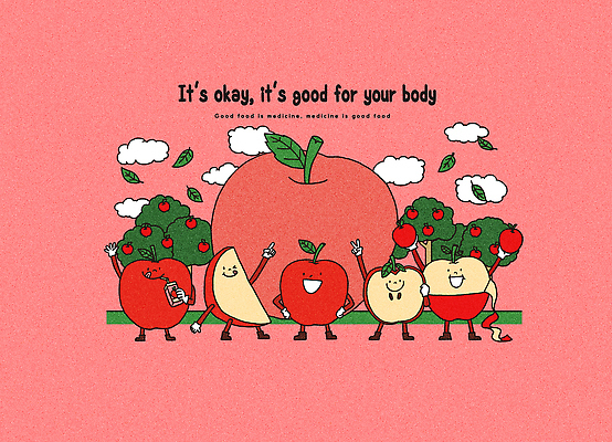 식물 컨셉 농업 과일 표정 파일형식 채소 사과 사람 웃음 모션 함께함 나무 장면 신선 농장 건강 음식 컬러 캐릭터 색감 PSD 일러스트 국내일러스트