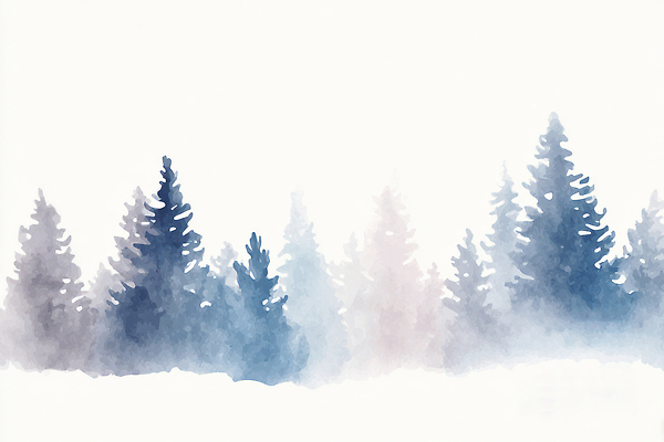 JPG 나무 감정 컬러 겨울 일러스트 자연 아침 수채화 풍경 야외 환경 고요 안개 흰색 숲 조용 수목 국내일러스트 주간 식물 계절 날씨 생태계 파일형식