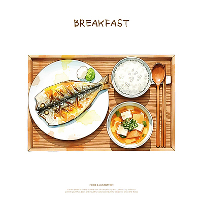 PSD 나무 그릇 한식 음식 일러스트 재료 식탁 밥 아침 김치 어류 요리 식사 고추장 아침식사 찌개 두부 정리 조용 미소된장국 국내일러스트 주간 식물 식기 탁자 수중동물 양념 일본음식 파일형식