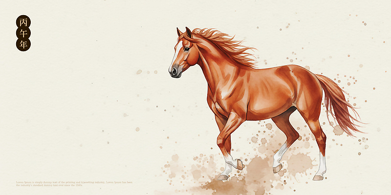 PSD 동물 예술 컬러 포즈 백그라운드 일러스트 모션 자연 생명 갈색 걷기 말 말_동물 우아함 모던 속도 그림 질감 갈기 평평한 스타일 국내일러스트 병오년 컨셉 포유류 생태계 파일형식 2026년