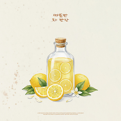 PSD 디자인 꽃 음료 백그라운드 과일 일러스트 자연 건강 요리 장식 물 여름 주스 마개 신선 차 차가움 레몬 대리석 코르크 레몬차 국내일러스트 자연요소 식물 계절 재료 차_음료 뚜껑 생태계 파일형식