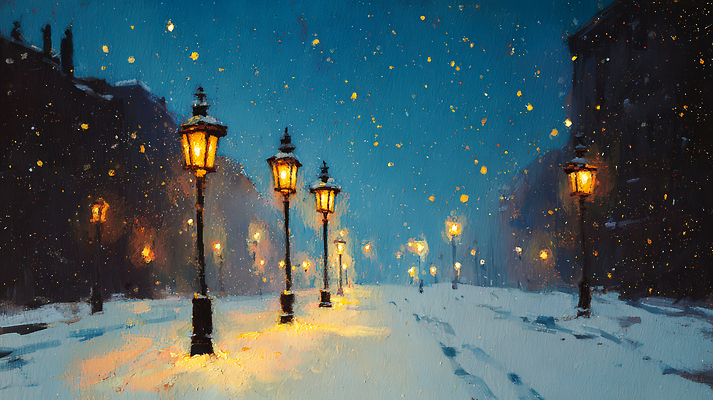 JPG 나무 겨울 가로등 일러스트 모션 하늘 조명 거리 바닥 사람 풍경 산책 도시 눈송이 가로수 조용 조화 국내일러스트 식물 계절 공공시설 휴식 눈_날씨 파일형식