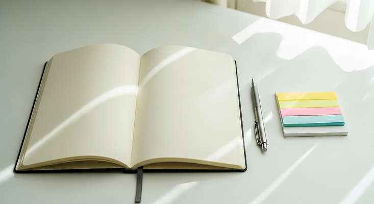 JPG 편집이미지 컬러 일상 학습 햇빛 펜 공책 공간 방 기록 메모지 업무 쓰는 책상 준비 비어있는 편집실사 AI포토 AI콘텐츠 교육 가구 문구용품 라이프 태양 필기구 사무용품 작업 CG 파일형식