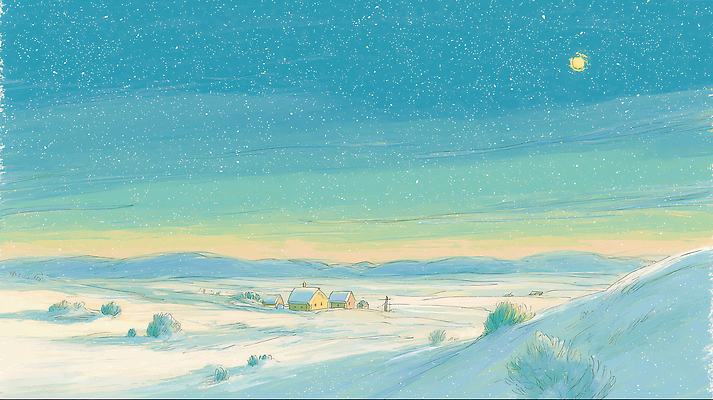 JPG 별 겨울 일러스트 자연 하늘 산 주택 풍경 초원 빛 고요 황혼 조용 눈사태 평야 눈덮임 국내일러스트 AI일러스트 AI콘텐츠 자연요소 계절 컨셉 건물 일몰 생태계 파일형식