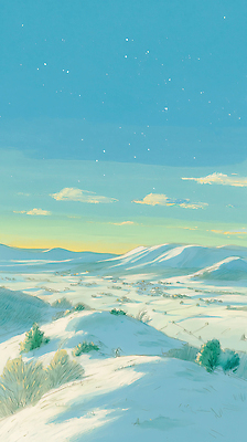 JPG 별 하늘색 겨울 일러스트 자연 하늘 산 풍경 야외 저녁 땅 언덕 지평선 조용 지역 기온 국내일러스트 AI일러스트 AI콘텐츠 자연요소 계절 날씨 파란색 야간 생태계 파일형식