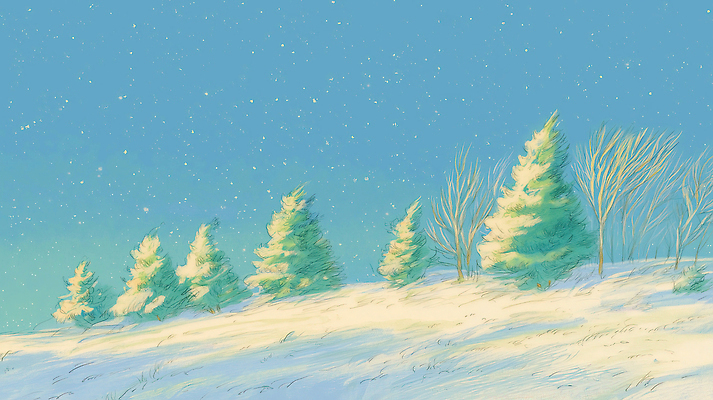 JPG 나무 식물 겨울 일러스트 자연 하늘 바람 풍경 설원 고요 흰색 나뭇가지 눈송이 차가움 숲속 숲 조용 국내일러스트 AI일러스트 AI콘텐츠 자연요소 계절 컬러 날씨 눈_날씨 생태계 파일형식