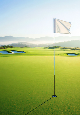 JPG 편집이미지 스포츠 골프 골프장 필드 하늘 아침 산 풍경 경기 잔디 초원 운동 흰색 깃발 코스 편집실사 주간 식물 컬러 스포츠시설 건강 구기 CG 파일형식