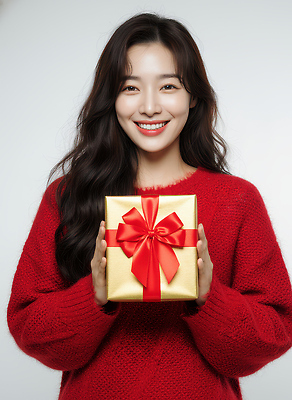 JPG 편집이미지 손 여자 행복 리본 포즈 백그라운드 포장 표정 선물 웃음 카메라 촬영 기쁨 의료성형뷰티 편집실사 감정 사람 신체부위 전자제품 CG 파일형식