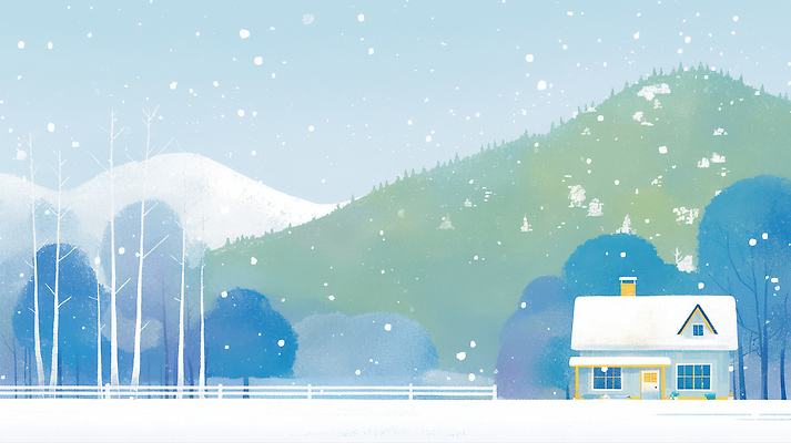 JPG 나무 백그라운드 겨울 일러스트 자연 하늘 날씨 산 주택 풍경 초원 파란색 평화 눈송이 숲 조용 눈내림 겨울풍경 국내일러스트 식물 계절 컬러 컨셉 눈_날씨 건물 생태계 파일형식