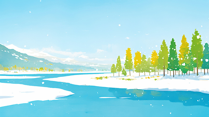 JPG 나무 컬러 여행 잎 겨울 일러스트 자연 하늘 날씨 산 풍경 물 강 소나무 숲 생태계 겨울풍경 국내일러스트 자연요소 식물 계절 파일형식