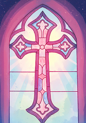JPG 디자인 종교 창 예술 상징 컬러 백그라운드 십자가 일러스트 창문 조명 빛 성당 기도 그림 예배 이미지 장면 스테인드글라스 색감 국내일러스트 AI일러스트 AI콘텐츠 무기 종교건축 유리 파일형식